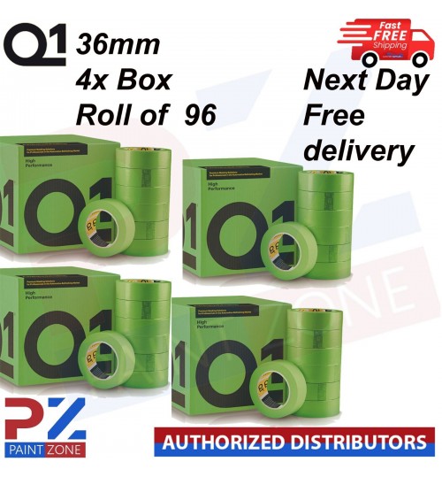 4X Q1 High Performance Green MASKING TAPE PREMIUM AUTOMOTIVE 36mm x 50mm Roll 96